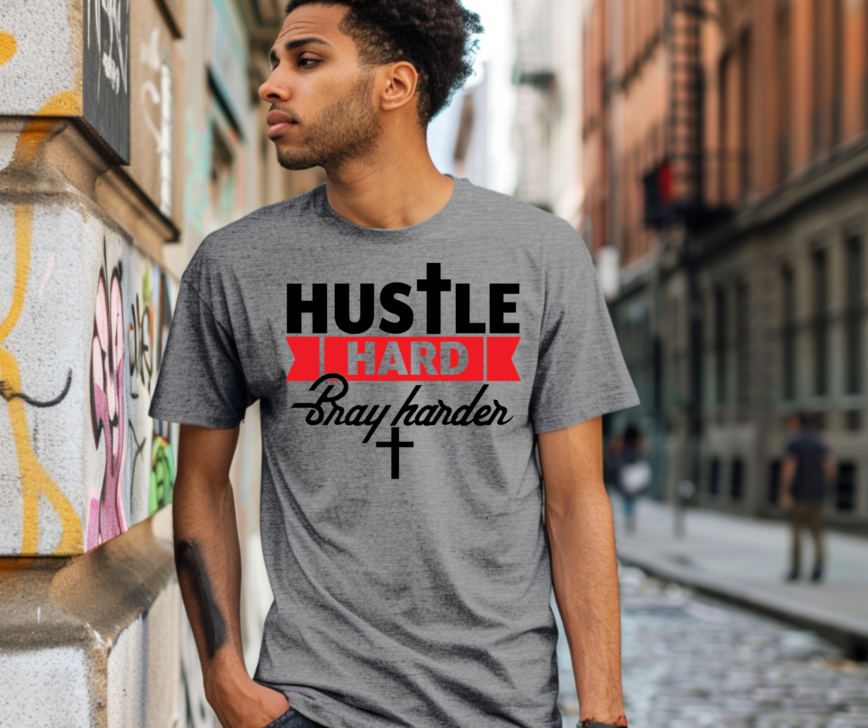 Unisex Hustle Hard Pray Harder Tee