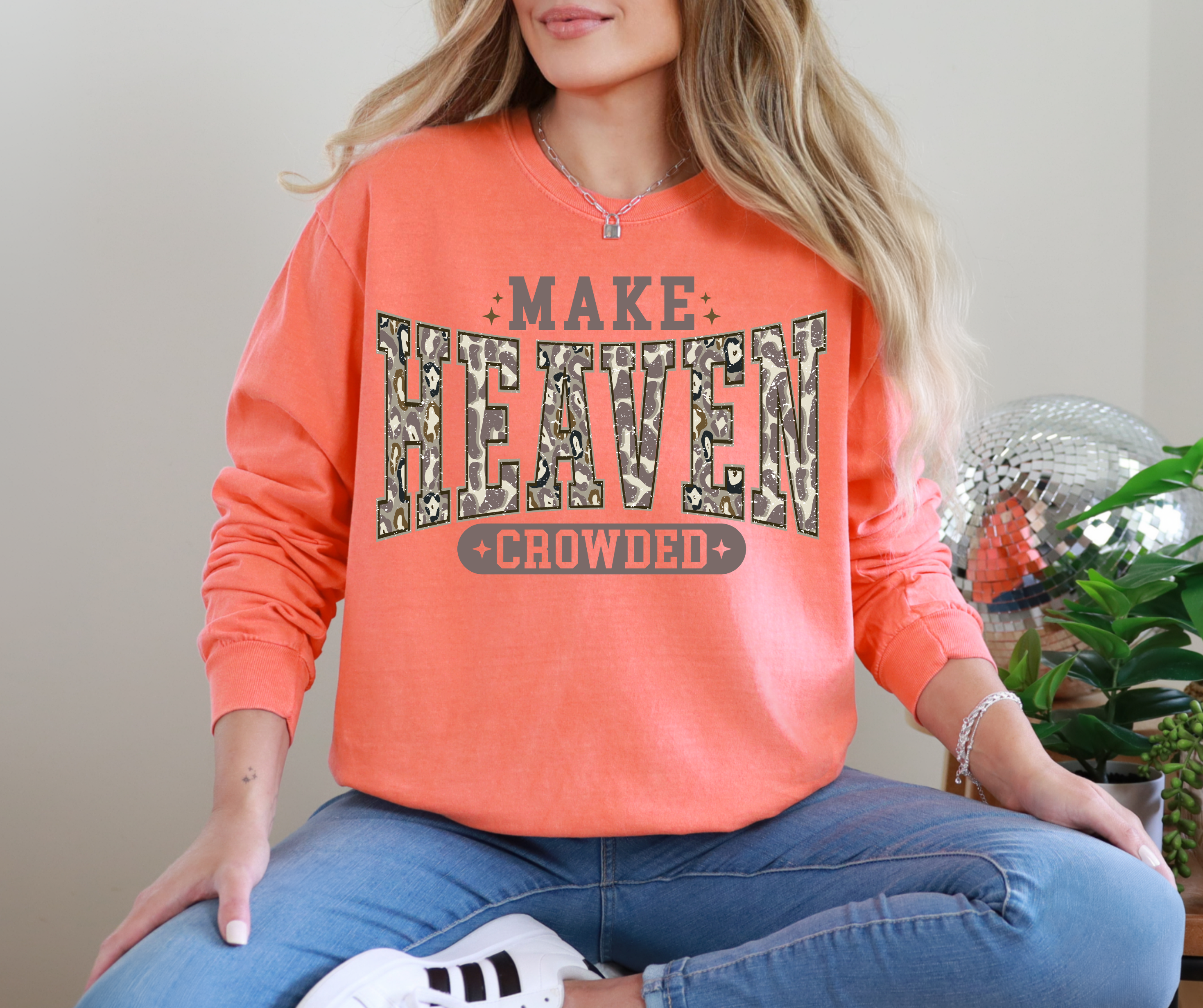 Unisex Camo Make Heaven Crowded Long Sleeve Tee