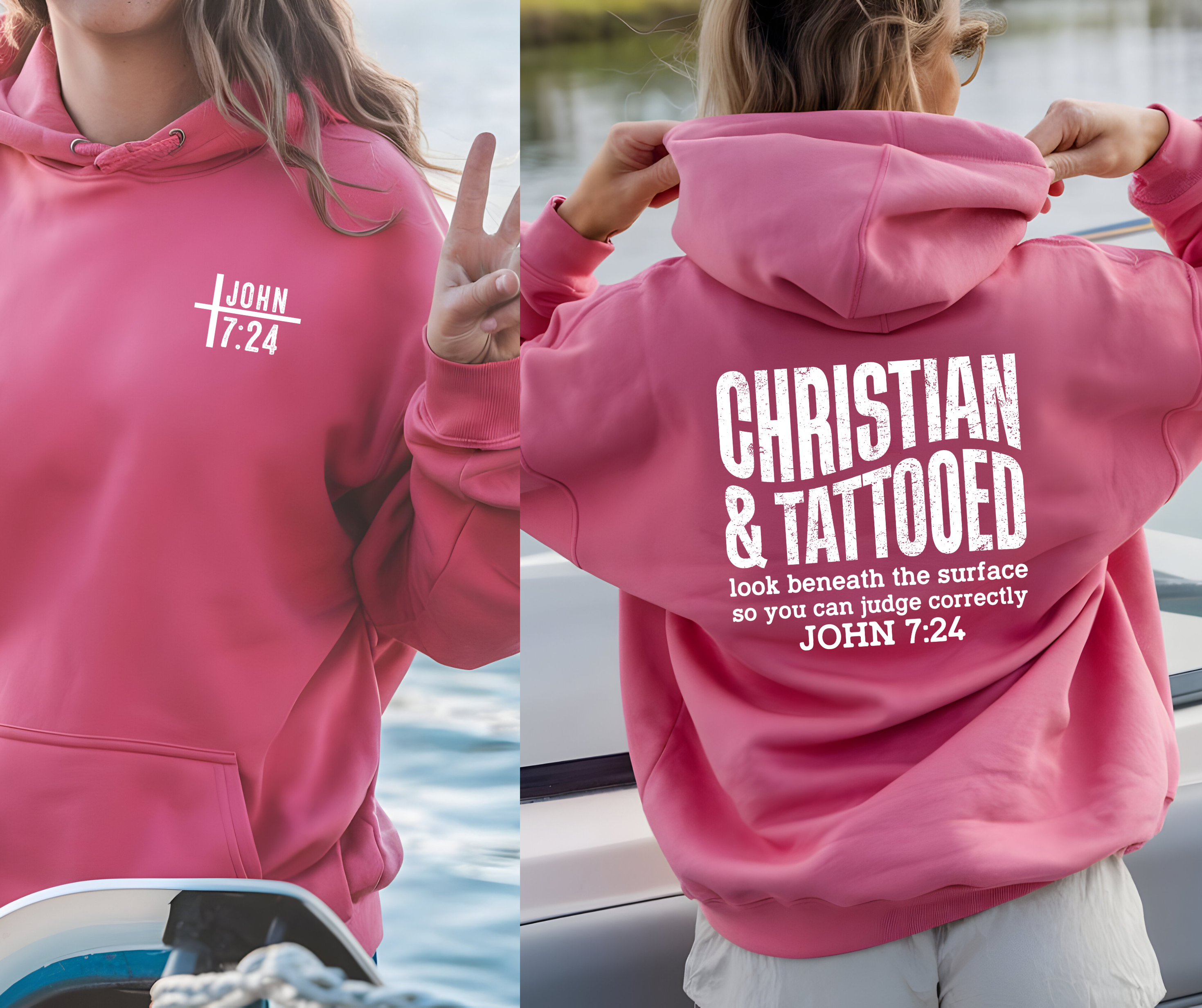 Unisex Pink Tattooed & Christian hoodie